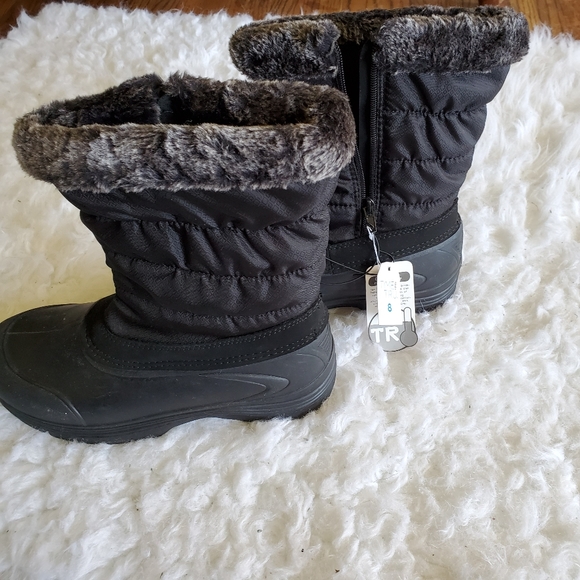 Time & Tru Black Faux Fur Winter Snow Boots NWT - Picture 5 of 6